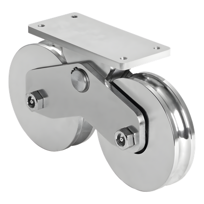 Rueda Doble para Puerta Corrediza / 12 cm / Carga 1200 kg / Canal U Semiredondo / Acero Galvanizado | SIERRA STORE