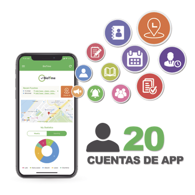 Licencia de Asistencia Móvil / 20 Usuarios / GPS y Fotografía / Integración BIOTIMEPRO / Operación Dual Empleado-Administrador | SIERRA STORE