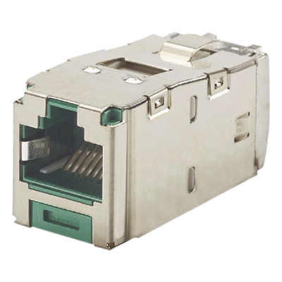 PANDUIT CJS6X88TGGRY - Jack RJ45 Blindado / Cat 6A / Estilo TG Sin Impacto / PoE 100W / Verde | SIERRA STORE