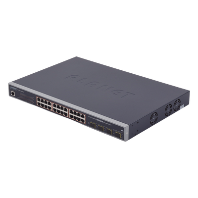Switch Administrable L2+ de 24 puertos 10/100/1000T PoE+ con 4 puertos combo TP/SFP Gigabit | SIERRA STORE