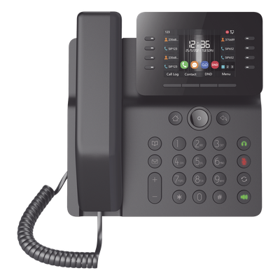 Teléfono IP Empresarial / 12 Líneas SIP / Pantalla Color 3.5" / Wi-Fi Dual Band / Bluetooth 5.0 / PoE Gigabit / Conferencia 6 Vías | SIERRA STORE