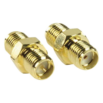 Adaptador Coaxial en Línea / SMA Hembra Inverso a SMA Hembra / Cuerpo Bronce Chapado en Oro / Aislante Teflón | SIERRA STORE