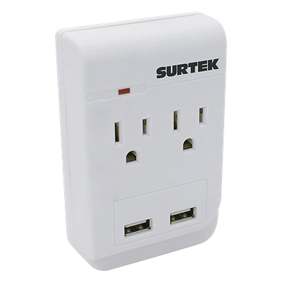Multicontacto / 2 Salidas AC Aterrizadas / 2 Puertos USB / 15A / 300J / 4.57 x 3.78 x 1.10 pulgadas | SIERRA STORE