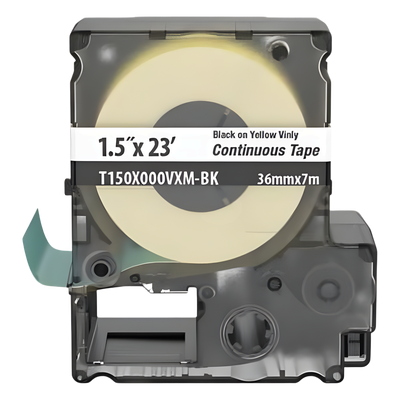 PANDUIT T150X000VXM-BK - Cinta Continua de Vinilo / 36 mm Ancho / 7 m Largo (23 ft) / Negro sobre Amarillo / Interior-Exterior | SIERRA STORE