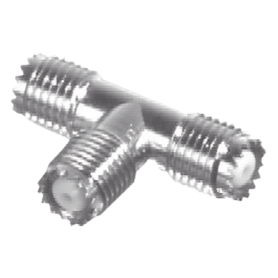 Adaptador RF en T / Triple Mini-UHF Hembra / Cuerpo Níquel / Contactos Plata / Dieléctrico Teflón | SIERRA STORE