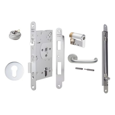Kit de cerradura electrificada / Perfil sólido 60/24mm / Control de acceso por señal de sistema / Apertura manual emergencia / Acero | SIERRA STORE