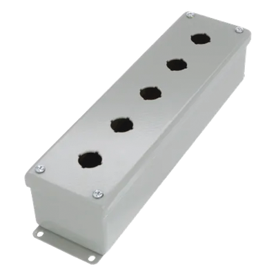 Gabinete Pushbutton / 5 Botones 22.5 mm / NEMA 12 IP65 / Acero Gris / 317x83x70 mm (12.5x3.3x2.8 ft) | SIERRA STORE