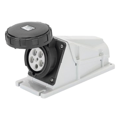 BASE DE SUPERFICIE ANGULADA 90° - IP67 - 3P+N+T 125A 480-500V 50/60HZ - NEGRO - 7H - CABLEADO A TORNILLO | SIERRA STORE