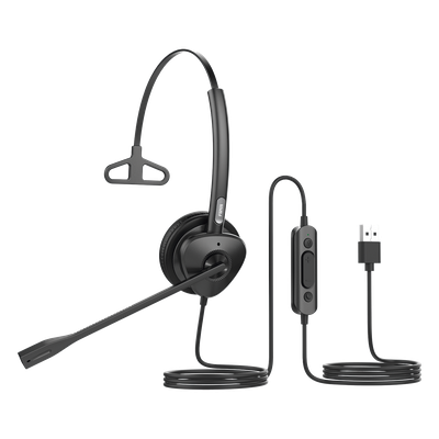 Diadema USB Monoaural / Cancelación de Ruido ENC / Audio HD / Micrófono Dual / Plug-and-Play | SIERRA STORE