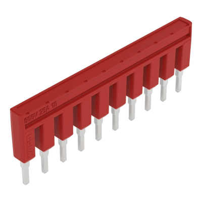Puente Eléctrico / 10 Polos / Aislado Rojo / 25A 800V / Aplicaciones Ferroviarias / Certificado DIN EN 50155 / Material Ro...