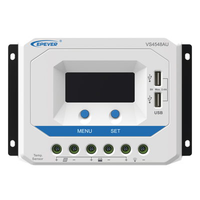Controlador Solar de Carga PWM / 12/24/36/48 V Auto / 45 A / 96 V PV / Display LCD / USB 2.4 A / -25°C a 55°C | SIERRA STORE
