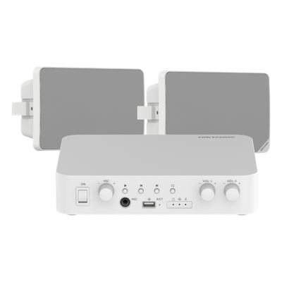 HIKVISION DS-QAEKIT/ST - Kit Amplificador / 80W / 2 Zonas / Bluetooth USB RCA Micrófono / 100V 70V / 2 Altavoces | SIERRA STORE
