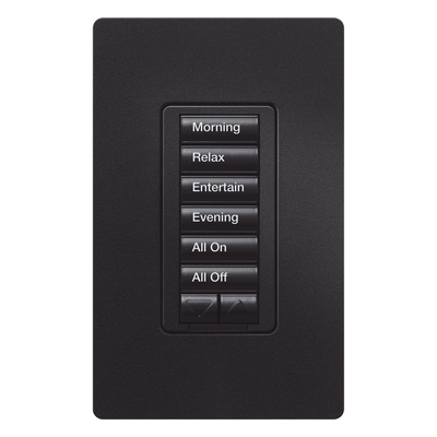 Teclado de pared / 6 botones + subir-bajar / retroiluminado / 120 V~ / RF 431-437 MHz / requiere neutro / RadioRA 2 / negro | SIERRA STORE