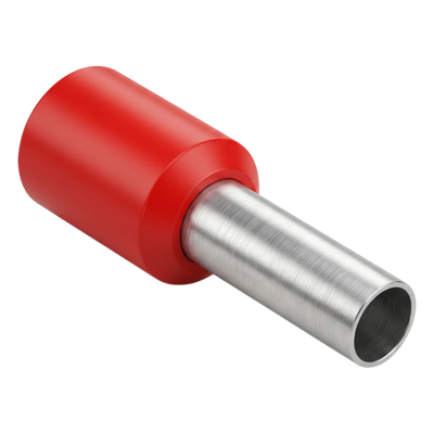 Conector Ferrule / 18AWG (1.0 mm²) / Latón Estañado / Aislamiento PVC Rojo / Punta 8 mm (0.31 in) / 25 Piezas | SIERRA STORE