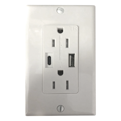 Contacto Dúplex / 15 A / 100-240 V / USB-A y USB-C / 5 V 4 A / Placa Incluida | SIERRA STORE