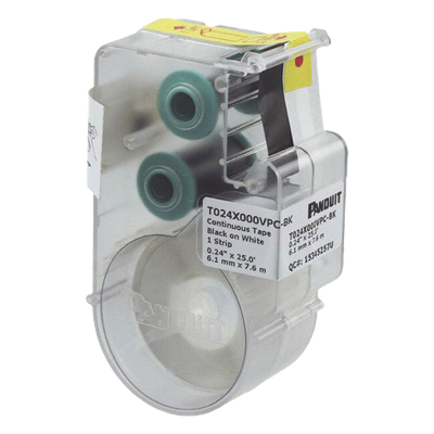 PANDUIT T024X000VPC-BK - Casete de Etiqueta Continua / Vinilo Negro sobre Blanco / 6.1 mm x 7.6 m (24.93 pies) / Interior-Exterior | SIERRA STORE
