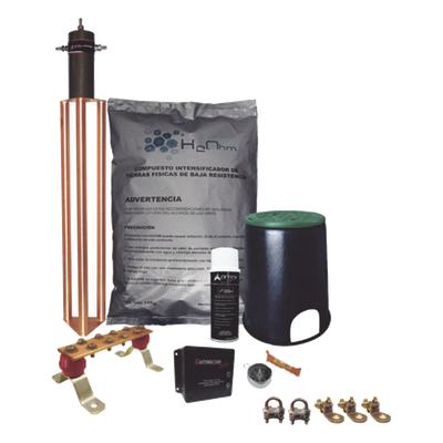 Kit de Tierra Física / Electrodo Magnetoactivo 45 A / Resistencia < 2 Ohm / Supresor de Picos SOHO / Instalación Permanente 20 Años | SIERRA STORE