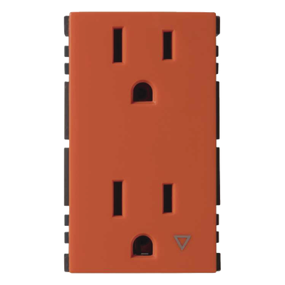 Toma de Corriente Dúplex / 10A 127V / Tierra Aislada / Embornamiento a Tornillo / 3 Módulos / Naranja | SIERRA STORE