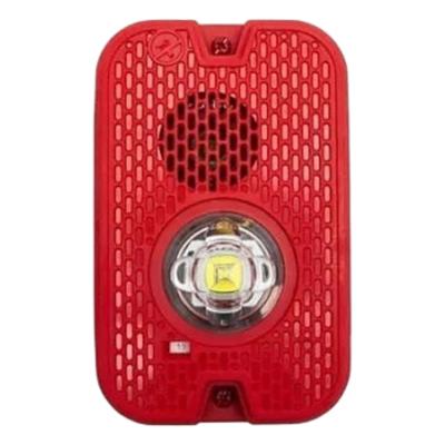 Sirena Estroboscópica LED / 2 Hilos / Montaje en Pared / 16 a 24 Vcd / Candela Seleccionable / Exterior / Rojo | SIERRA STORE
