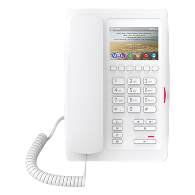 Teléfono IP para Hotelería / Pantalla LCD 3.5" / 6 Teclas Programables / PoE 802.3af / Dual Ethernet 10/100 Mbps / Modo Puente PC | SIERRA STORE