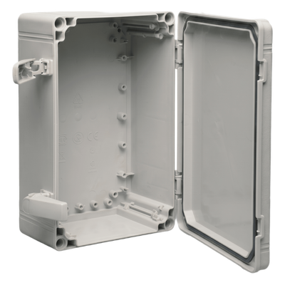 Gabinete Industrial Tipo 4X / ABS / IP66 / 400 x 300 x 180 mm (15.75 x 11.81 x 7.09 in) / Tapa Opaca con Tornillos / RAL 7035 / Panel | SIERRA STORE