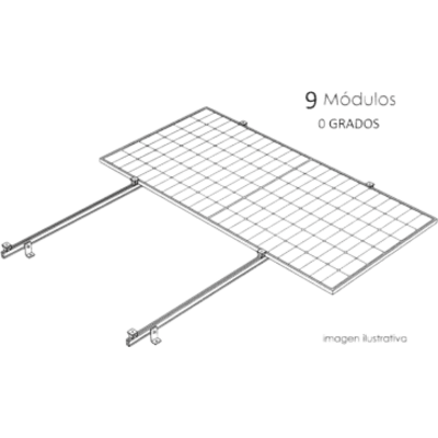 Sistema de Montaje Solar / Techo Plano / 1 Módulo / Resistencia Viento 140 km/h / Inclinación 15° / Área 4 m² (43.1 ft²) | SIERRA STORE