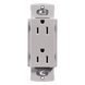 Contacto Dúplex de Pared / 15 A / 125 V / Placa Frontal Gris / Instalación Sin Tornillos Visibles / Compatible Multi-Gang | SIERRA STORE