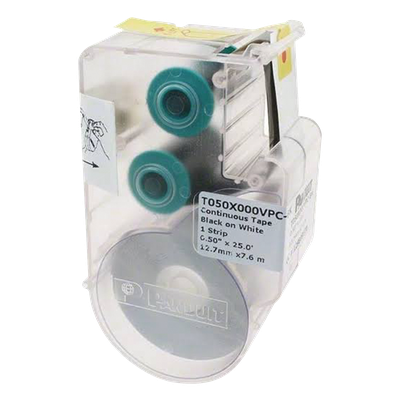 PANDUIT T050X000VPC-BK - Casete de Etiqueta de Vinilo / Cinta Continua / Negro Sobre Blanco / 12.7 mm x 7.6 m (24.93 Pies) / | SIERRA STORE