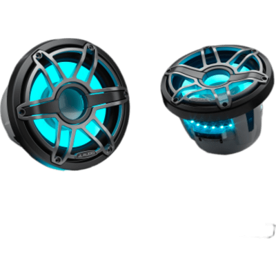 Subwoofer Náutico 8" / 200 W RMS / 4 Ω / Iluminación LED Transflective™ / Rejilla Deportiva de Titanio / Deflector Infinito o Caja | SIERRA STORE