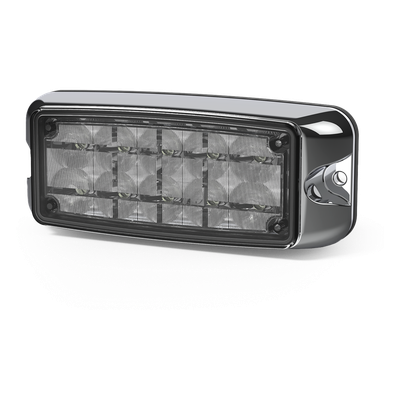 Luz LED de Advertencia / Montaje Superficial / 5 x 2" / 10 LED / Rojo/Claro / 12-24 V / Bisel Cromado | SIERRA STORE