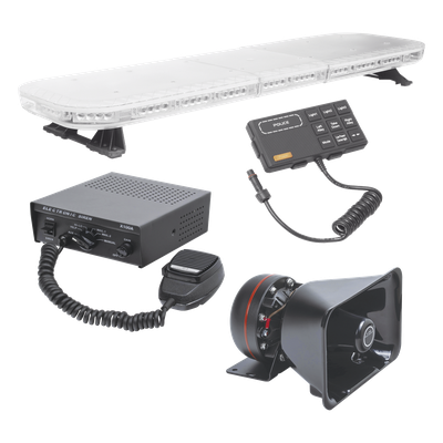 Kit de Equipamiento para Seguridad Pública / Barra LED 88 LEDs G3 / Sirena 100W 7 Tonos / Bocina 100W 8 Ohm / IP65 / SAE / 118 cm | SIERRA STORE