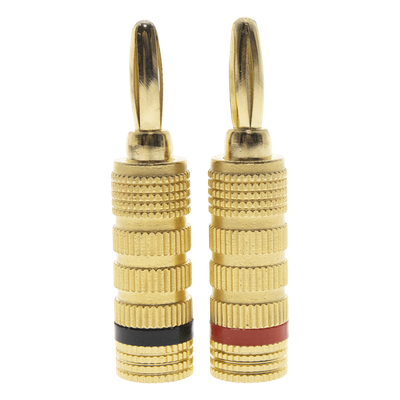 Kit Conector Banana / Tipo Tornillo / Chapado en Oro 24K / 12 AWG Máx / Polaridad Codificada / 2 Piezas | SIERRA STORE