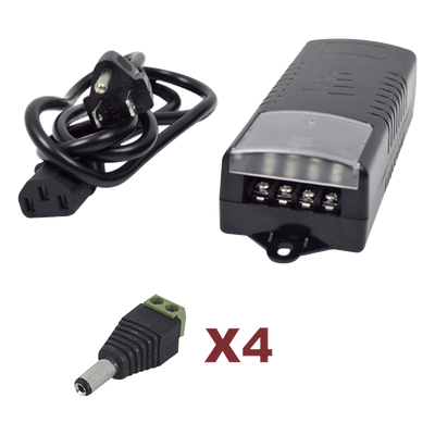 Kit de fuente de poder / Entrada 110-220 VCA / Salida 12 VCC 5A / 4 salidas / Conectores JR52 / 6A PTC / 117x62x34.2 mm / | SIERRA STORE