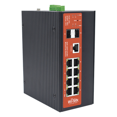 Switch Industrial Administrable Gigabit con 2 Puertos PoE bt + 6 Puertos PoE af/at o 24 V Pasivo + 2 SFP Gigabit, 240 W | SIERRA STORE
