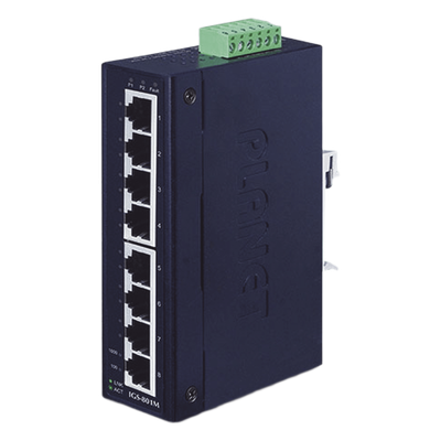 Switch Industrial Administrable / 8 Puertos Gigabit / Capa 2 / Doble Alimentación Redundante / Temperatura -40 a 75°C / Alarma por Relé | SIERRA STORE