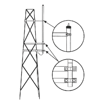 Montaje Lateral para Antena VHF / Torre Fibra de Vidrio / Diámetro hasta 3 1/4 pulgadas (82.6 mm) / Ángulo 2 1/2 grados / 136-174 MHz | SIERRA STORE