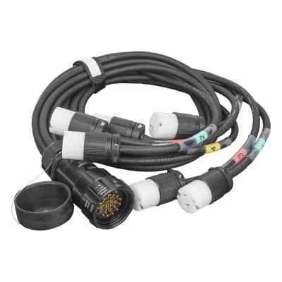 Cable de Distribución de Potencia / Socapex a 6 Tomas Edison / 20A 125V / 3 Conductores 14 AWG / Hule Flexible | SIERRA STORE