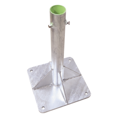 Base para Mástil / 30 x 30 cm / Tubo 50 cm (19.7 in) / Galvanizado en Caliente / Tornillos Opresores 3/8'' / Mástiles 1'' a 2'' | SIERRA STORE