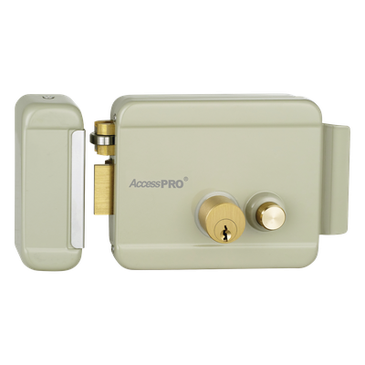 ACCESSPRO ACCESSRIMBL - Cerradura Eléctrica con Botón de Salida / Doble Cerrojo / 12 VCA 2.5 A / Pulsos de 2 Seg / Exterior Izquierda | SIERRA STORE