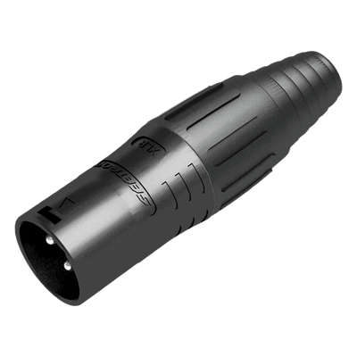 Conector XLR Macho / Carcasa Negra / Contactos Plateados / 2 Abrazaderas | SIERRA STORE