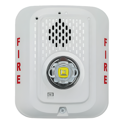 Sirena con Estrobo LED / Montaje en Pared / 2 Hilos / Candela Seleccionable 15-185 cd / Compatible SpectrAlert | SIERRA STORE