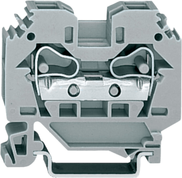 Borna de Paso Serie 284, CAGE CLAMP®, 2 Conductores 10 mm², Carril DIN 35x15/35x7.5, Gris, 57A 800V, IP20, Lateral - WAGO