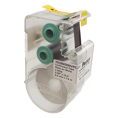 PANDUIT T038X000VPC-BK - Casete de Etiquetas de Vinilo / 9.65 mm / 7.6 m (24.93 ft) / Negro sobre Blanco / Interior-Exterior | SIERRA STORE