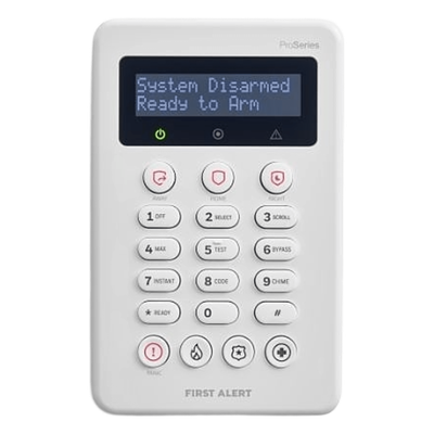 Teclado alfanumérico 2 líneas / Diseño slim / Teclas de armado rápido y emergencia / Tamper integrado / Hasta 8 por sistema | SIERRA STORE