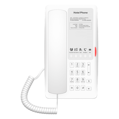 Teléfono IP Hotelero / 2 Líneas SIP / 5 Teclas Programables / Puerto USB-A 5V/2A / PoE 802.3af / Audio HD Manos Libres | SIERRA STORE