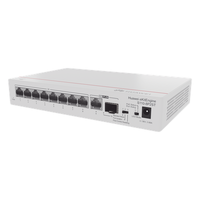 Switch Gigabit No Administrable PoE / 8 Puertos 10/100/1000 Mbps PoE+ / 1 Puerto RJ45 Uplink / 1 Puerto SFP Uplink / 124W / 20 Gbps | SIERRA STORE