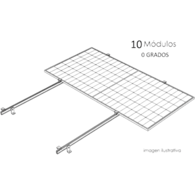 Sistema de Montaje Solar / 1 Módulo / Techo Plano / Resistencia Viento 140 km/h / Inclinación 15° / Área 4 m² (43.1 ft²) | SIERRA STORE