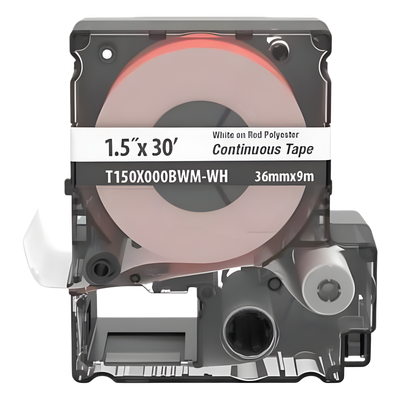 PANDUIT T150X000BWM-WH - Casete de Cinta Continua / Poliéster / 35.8 mm x 9 m (29.5 ft) / Blanco sobre Rojo / Interior y Exterior | SIERRA STORE