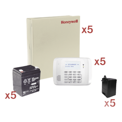 Kit de 5 paneles VISTA-48LA / 8 zonas cableadas + 40 inalámbricas c/u / teclado 6162RF / batería y transformador incluidos / sin | SIERRA STORE