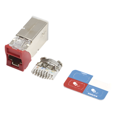 SIEMON Z6A-S03 - Jack Cat6A / Blindado STP / Montaje Híbrido Plano y Angulado / Color Rojo | SIERRA STORE